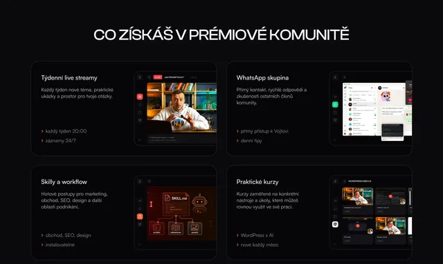 Блок «Co získáš v prémiové komunitě»
