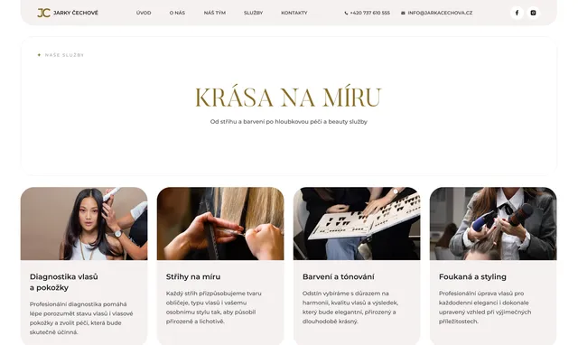 Блок «Krása na míru» з картками послуг