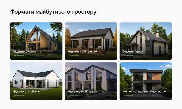 Блок «Формати майбутнього простору»: модульні, каркасні, газоблок, цегла, 3D-друк
