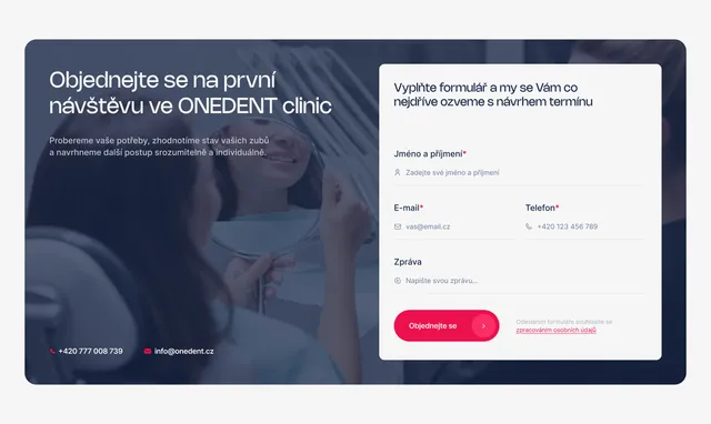 Форма запису на першу консультацію в ONEDENT clinic