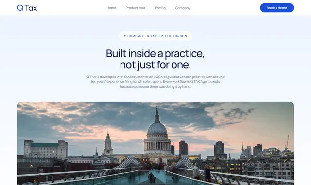 Сторінка компанії «Built inside a practice, not just for one» з фото Лондона