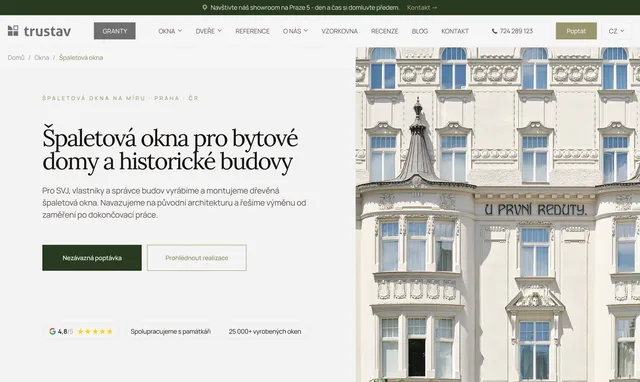 Сторінка «Špaletová okna pro bytové domy a historické budovy»