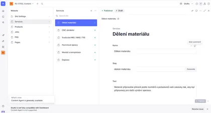 Адмінпанель для редагування контенту сайту